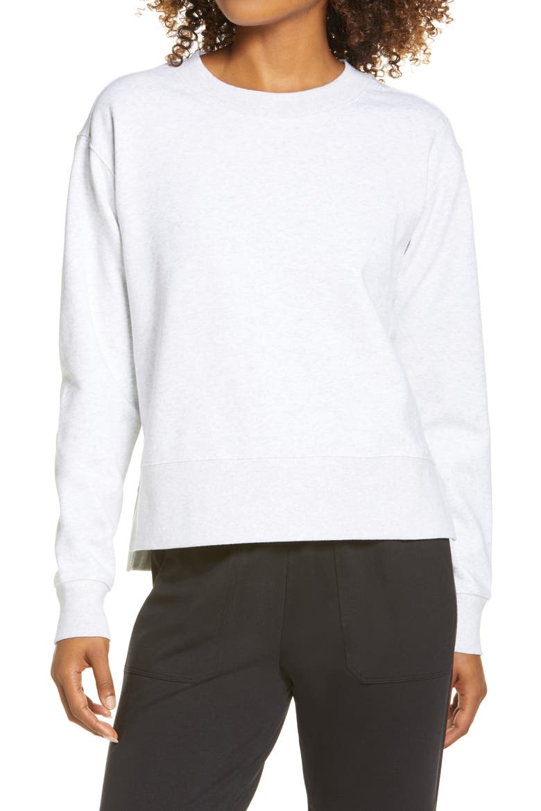 Nola Amazing Fleece Sweatshirt, Main, color, IVORY DOVE HEATHER