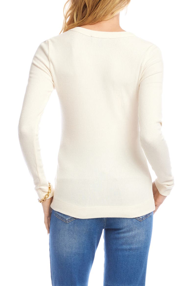 V-Neck Rib Top, Alternate, color, DARK CREAM