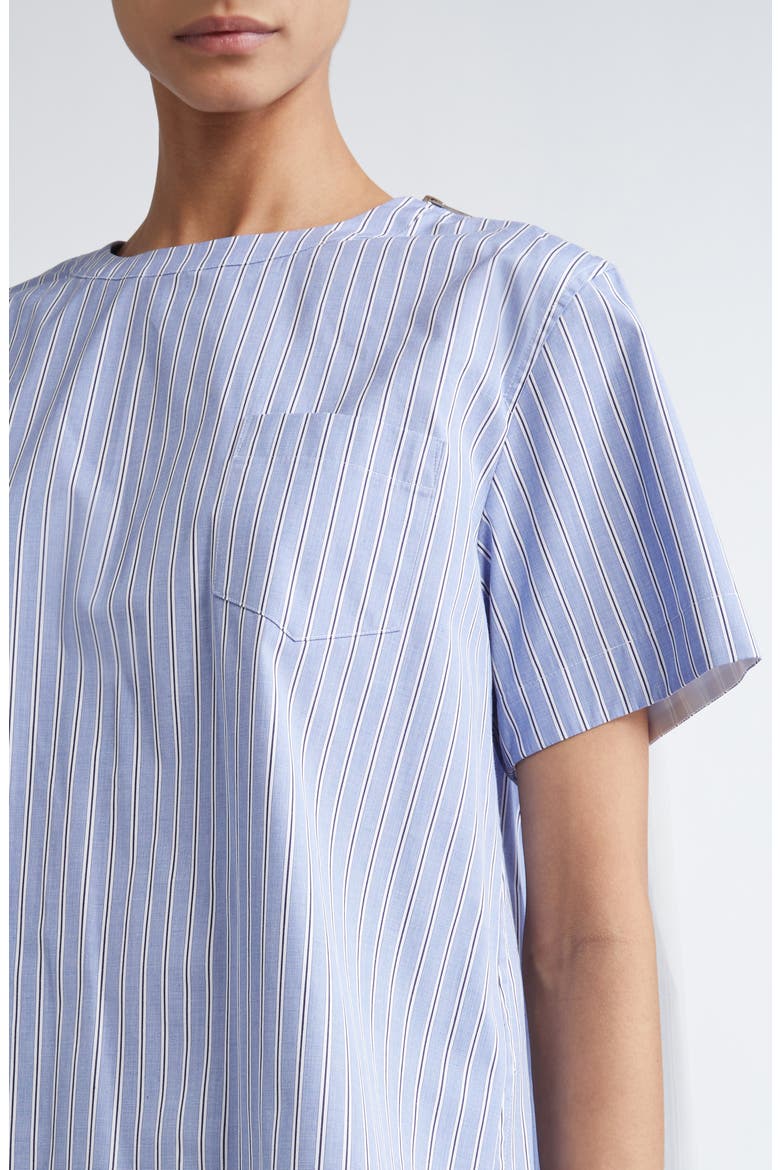 Mixed Media Poplin & Chiffon Top, Alternate, color, BLUE STRIPE 458
