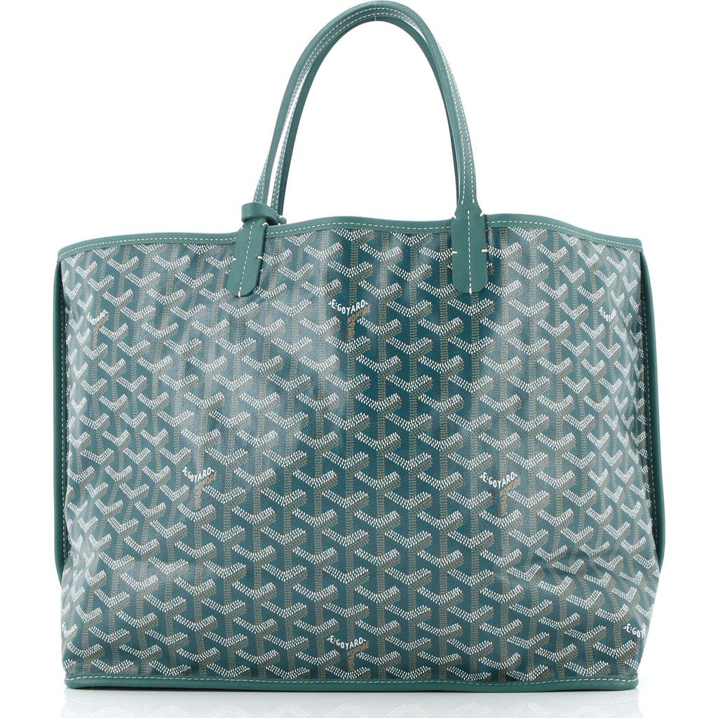 Pre-owned Goyard Goyard Anjou Reversible Tote Coated Canvas Pm In Green