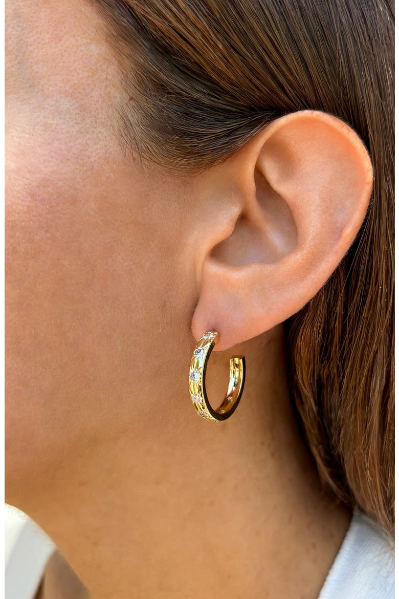 Swarovski Crystal Starburst Hoop Earrings, Alternate, color, YELLOW