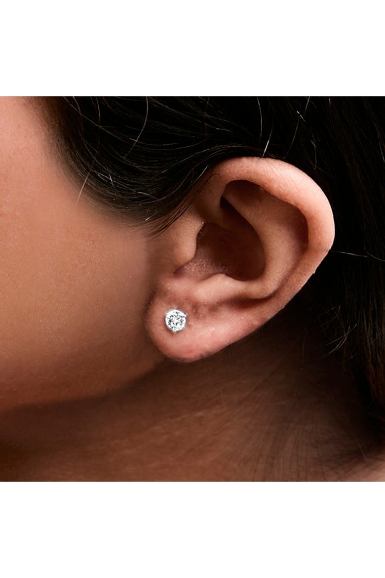 14K White Gold 3/4 Cttw 3-Prong Martini Set Brilliant Round-Cut Solitaire Lab Grown Diamond Screwback Stud Earrings, Alternate, color, White