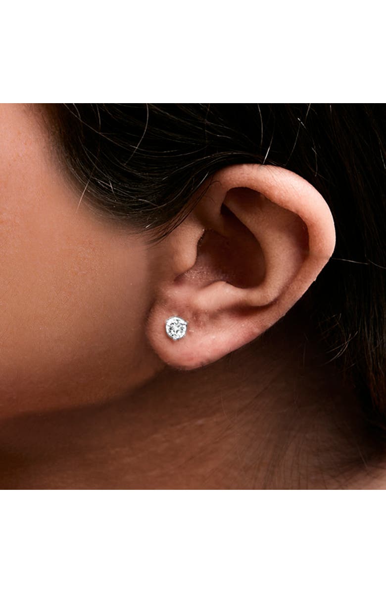 Haus of Brilliance 14K White Gold 3/4 Cttw 3-Prong Martini Set Brilliant Round-Cut Solitaire Lab Grown Diamond Screwback Stud Earrings, Alternate, color, White