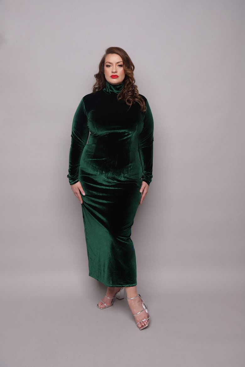 Nipi  Velvet Dress, Alternate, color, Olive Green