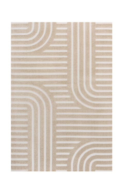 Anders MidCentury Modern Arch Stripe Two-Tone High-Low Area Rug