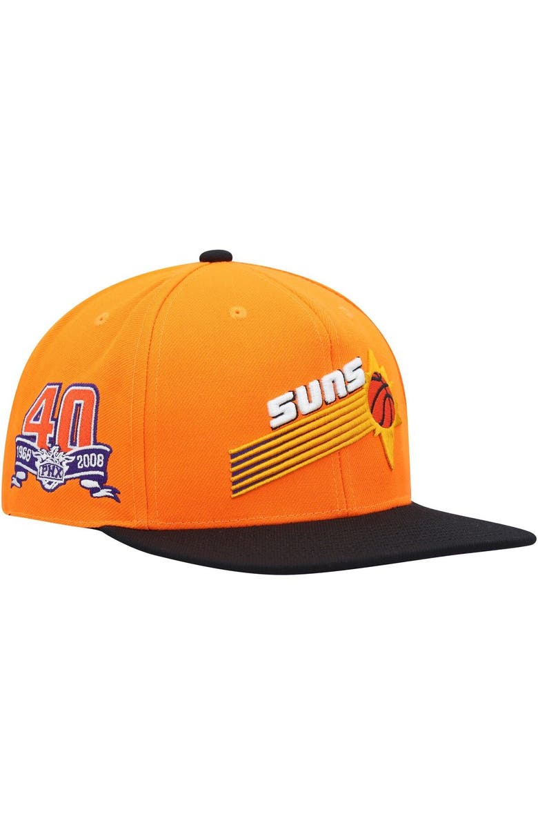 Mitchell & Ness Men's Mitchell & Ness Orange/Black Phoenix Suns Hardwood Classics 40th Anniversary Team Side Fitted Hat, Main, color, 