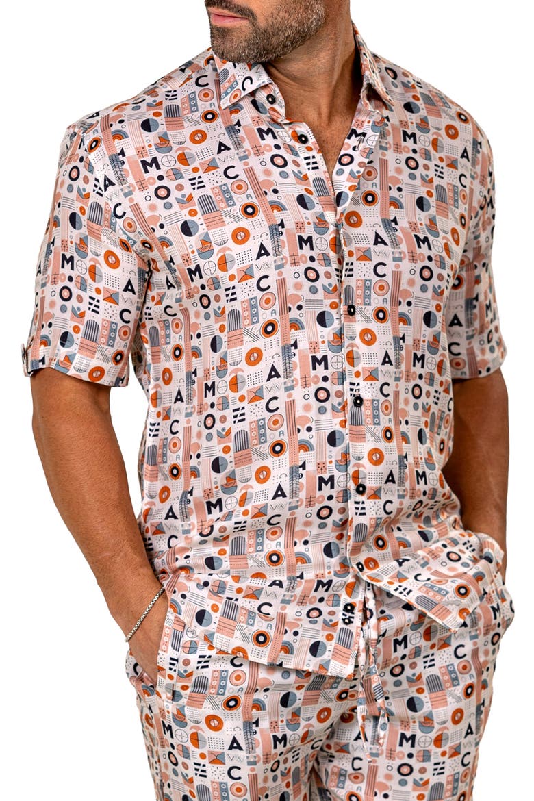 Galileo Marthy Short Sleeve Button-Up Shirt, Alternate, color, PINK
