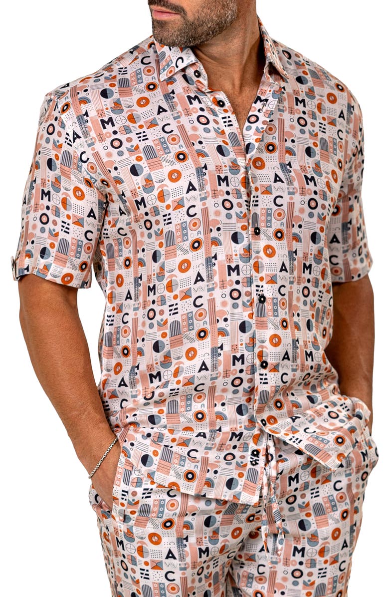 Maceoo Galileo Marthy Short Sleeve Button-Up Shirt, Alternate, color, Pink