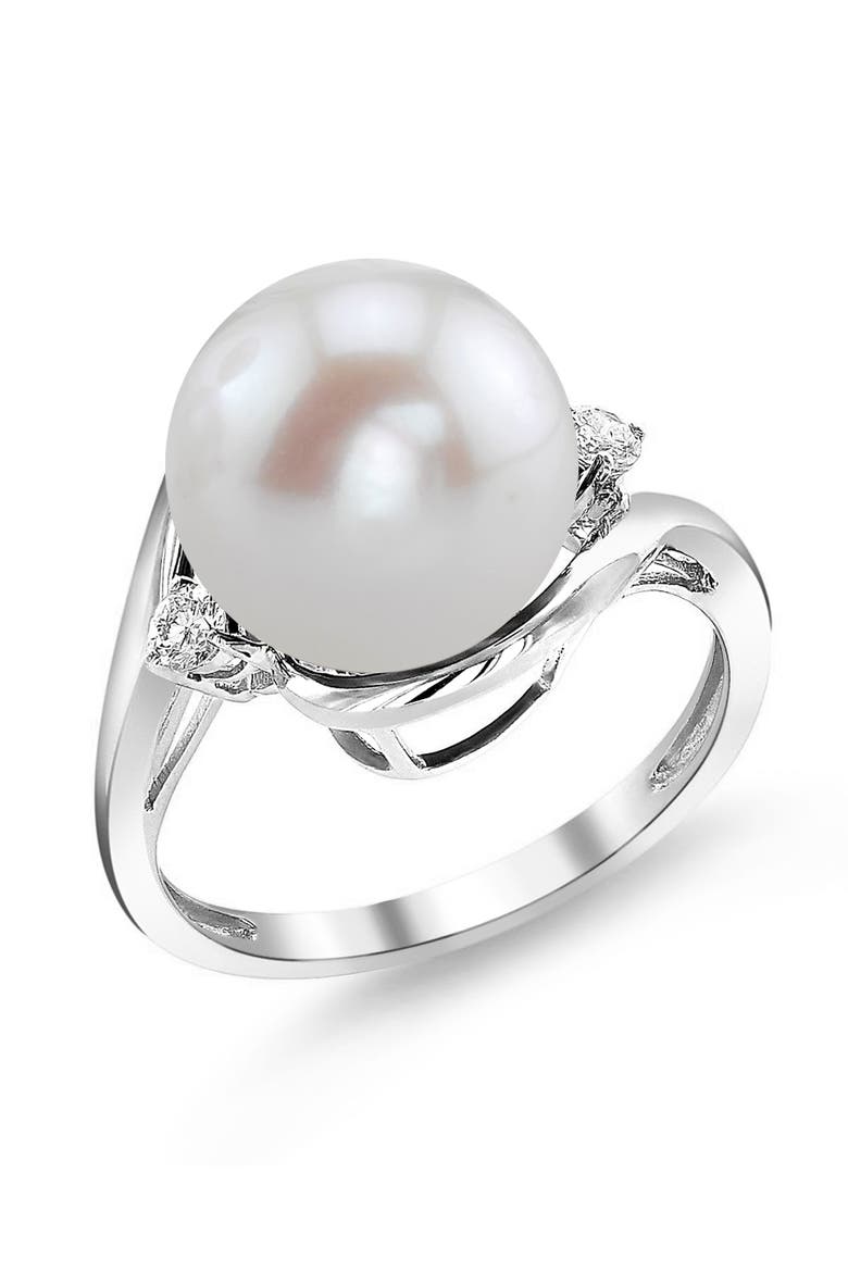 Freshwater Pearl & Diamond Sia Ring, Main, color, White Gold