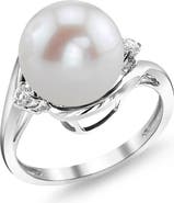 The Pearl Source Freshwater Pearl & Diamond Sia Ring