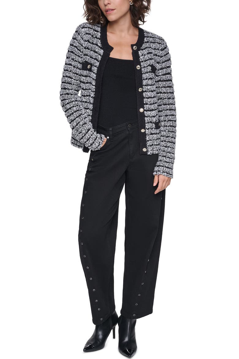 Striped 4-Pocket Cardigan, Alternate, color, BLACK/ SOFT WHITE