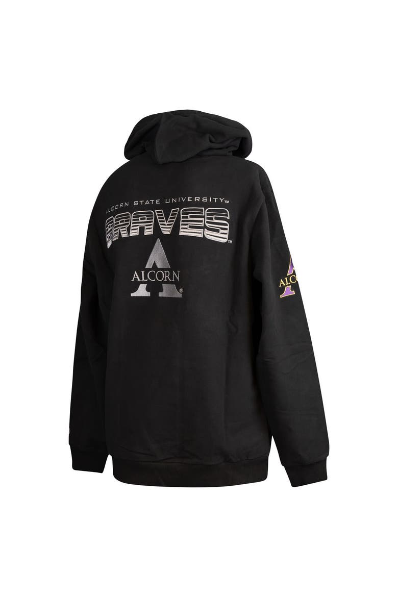 Men's FISLL  Black Alcorn State Braves Puff Print Sliced Pullover Hoodie, Alternate, color, Black