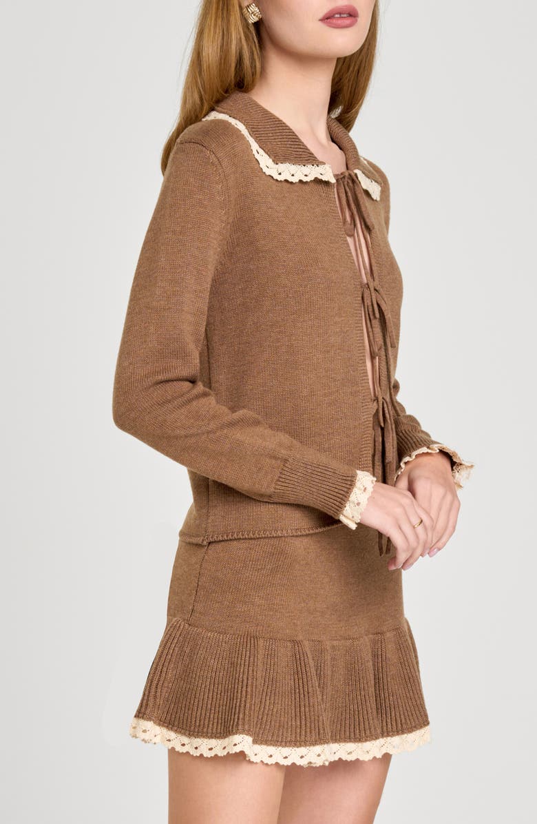 WAYF Ginger Tie Cardigan, Alternate, color, Mocha