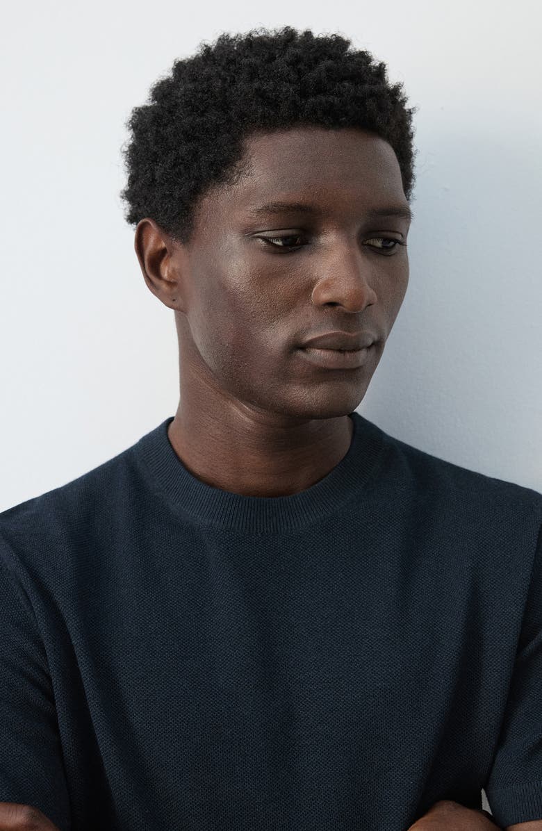 MANGO Fine Knit T-Shirt, Alternate, color, Navy