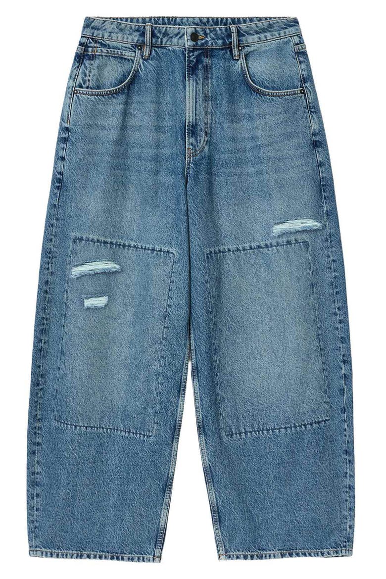 Slouchy Barrel Leg Jeans, Alternate, color, DESTROY MID INDIGO