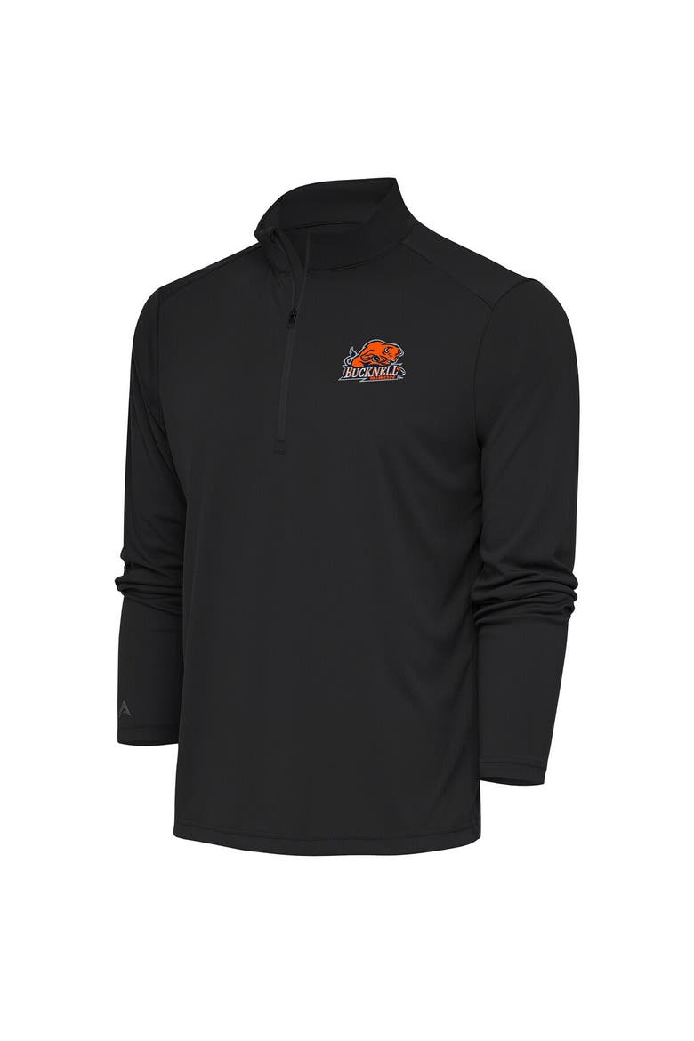 Men's Antigua  Charcoal Bucknell Bison Tribute Quarter-Zip Top, Main, color, Charcoal