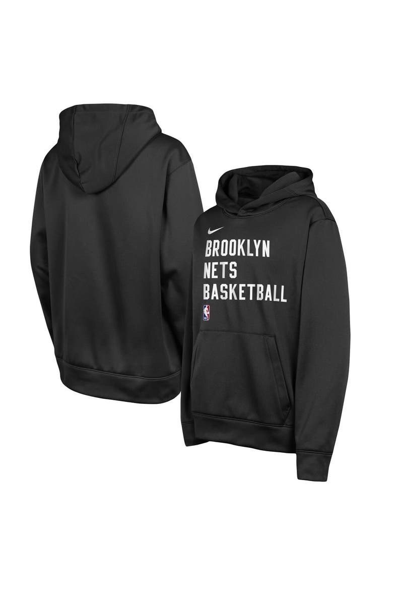 Youth Nike Black Brooklyn Nets Spotlight Performance Pullover Hoodie, Main, color, Black