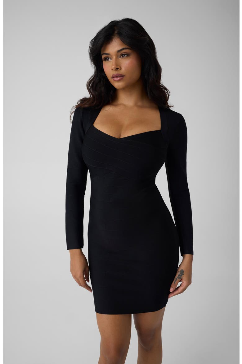 Aviana Long Sleeve Bandage Minidress, Alternate, color, JBLACK-BLACK