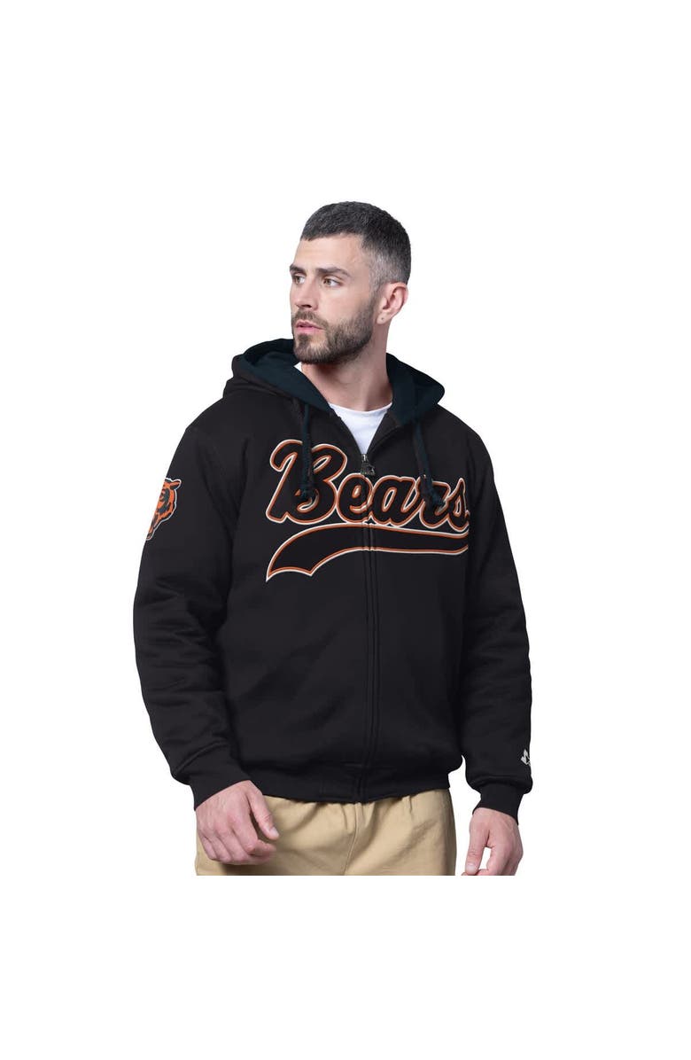 STARTER Men's Starter Black Chicago Bears Big Shot Full-Zip Double Hoodie, Main, color, Black