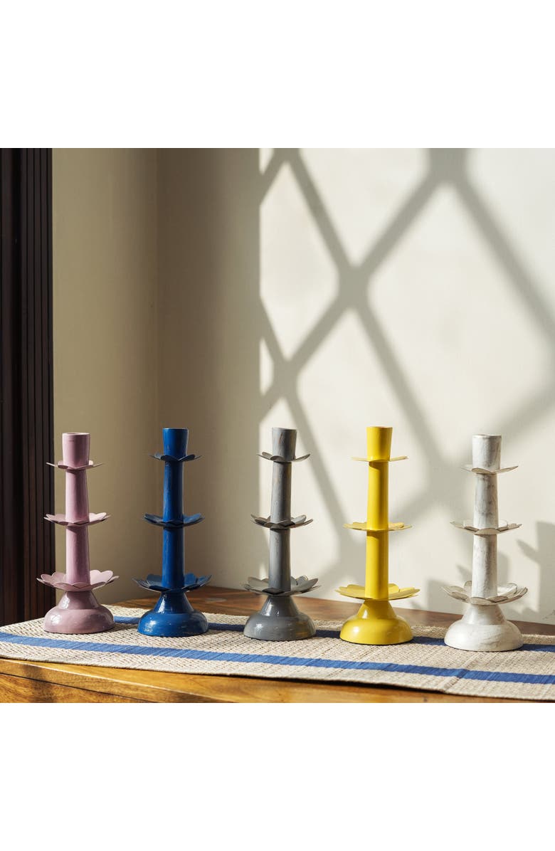 Mela Artisans Sunny Tapered Candleholders, Alternate, color, Sunny