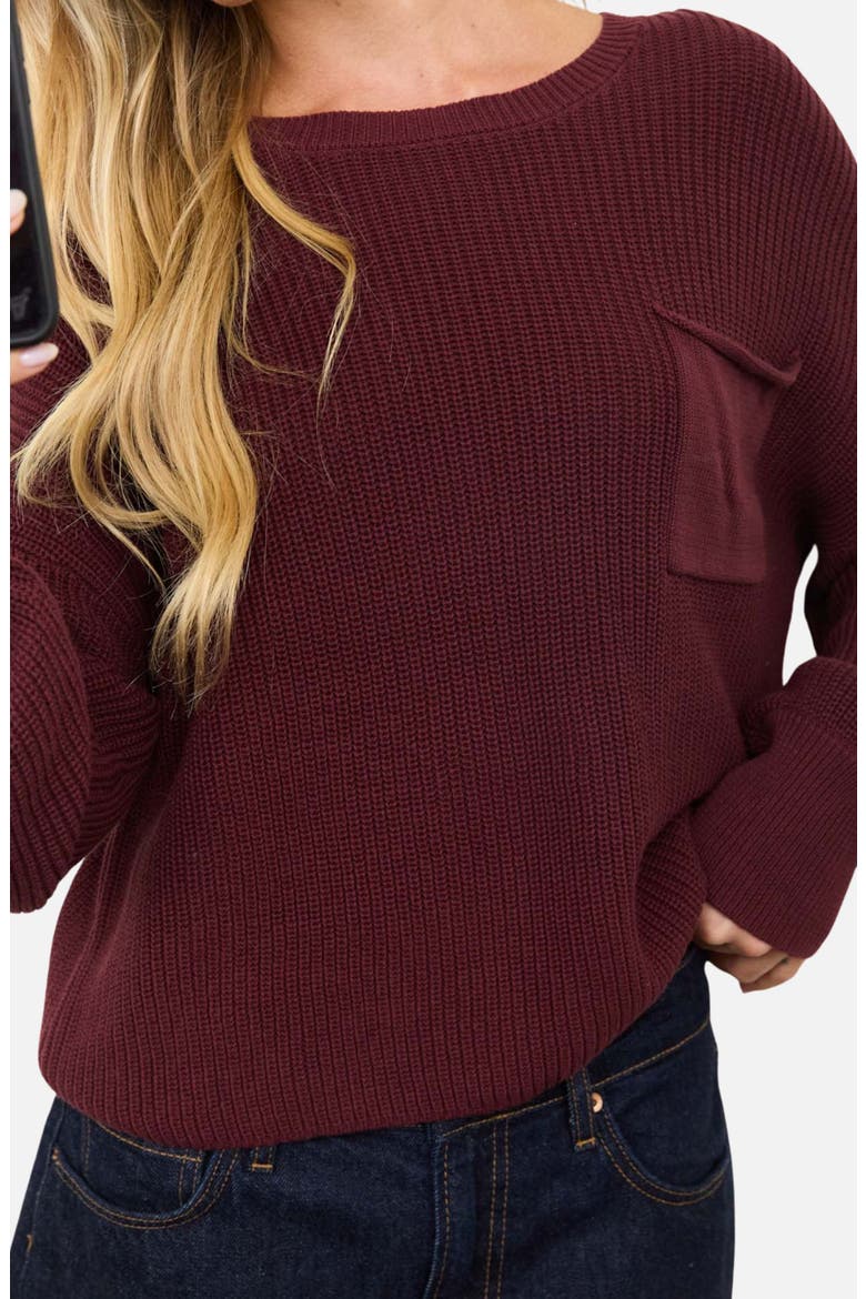 Chunky Relaxed Fit Cotton Sweater, Alternate, color, BURGUNDY