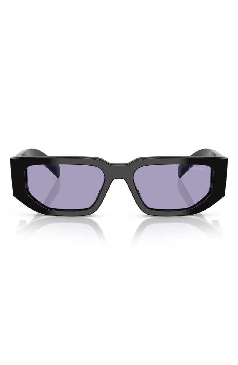 Prada 55mm Rectangular Sunglasses, Main, color, Black / Violet
