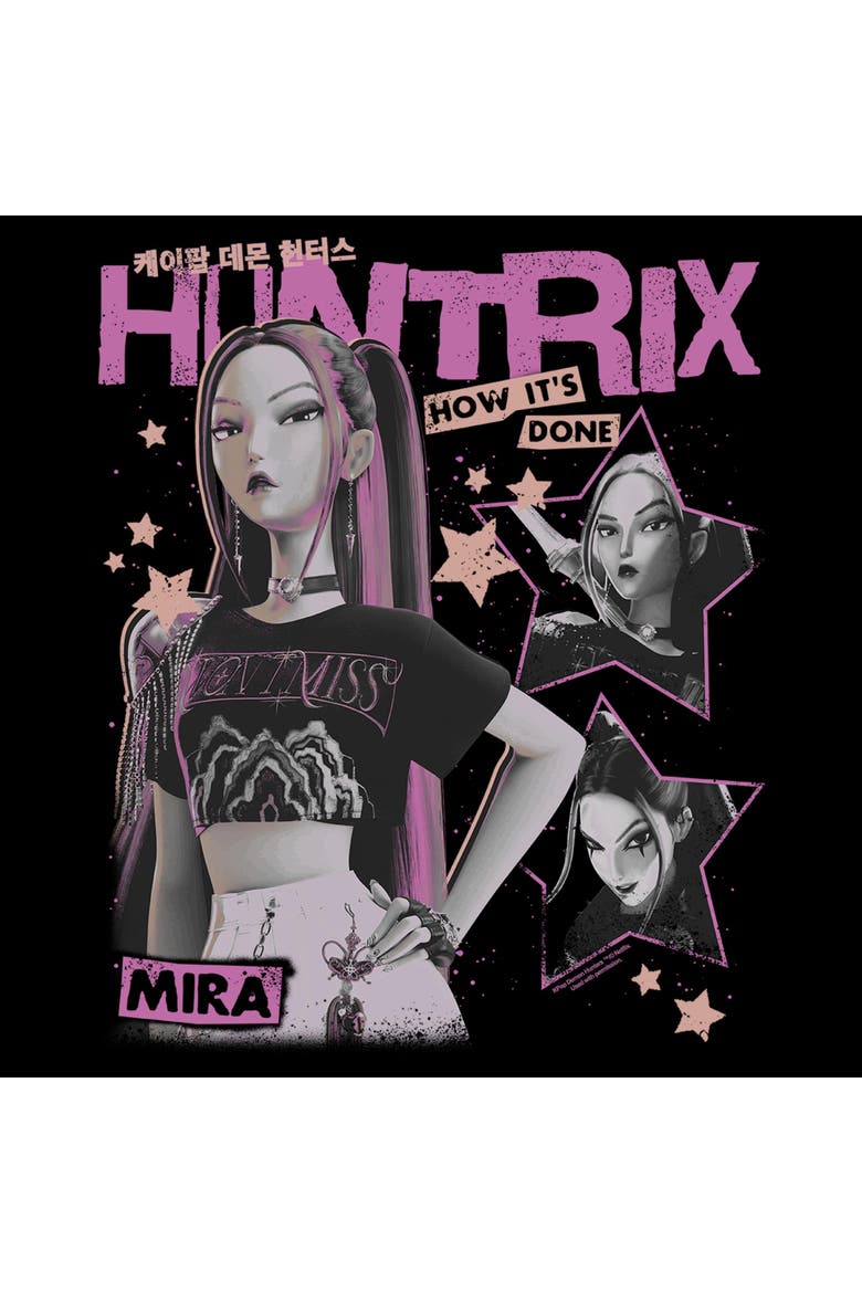 Men's Pop Star Huntrix Mira Long Sleeve Crewneck Sweatshirt, Alternate, color, Black