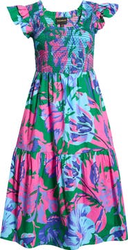 SUGARLIPS Raylee Floral Wendy Smocked Midi Sundress