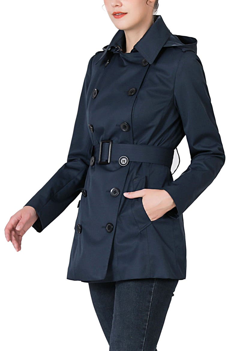 Women's Noa Short Trench Coat, Alternate, color, Navy