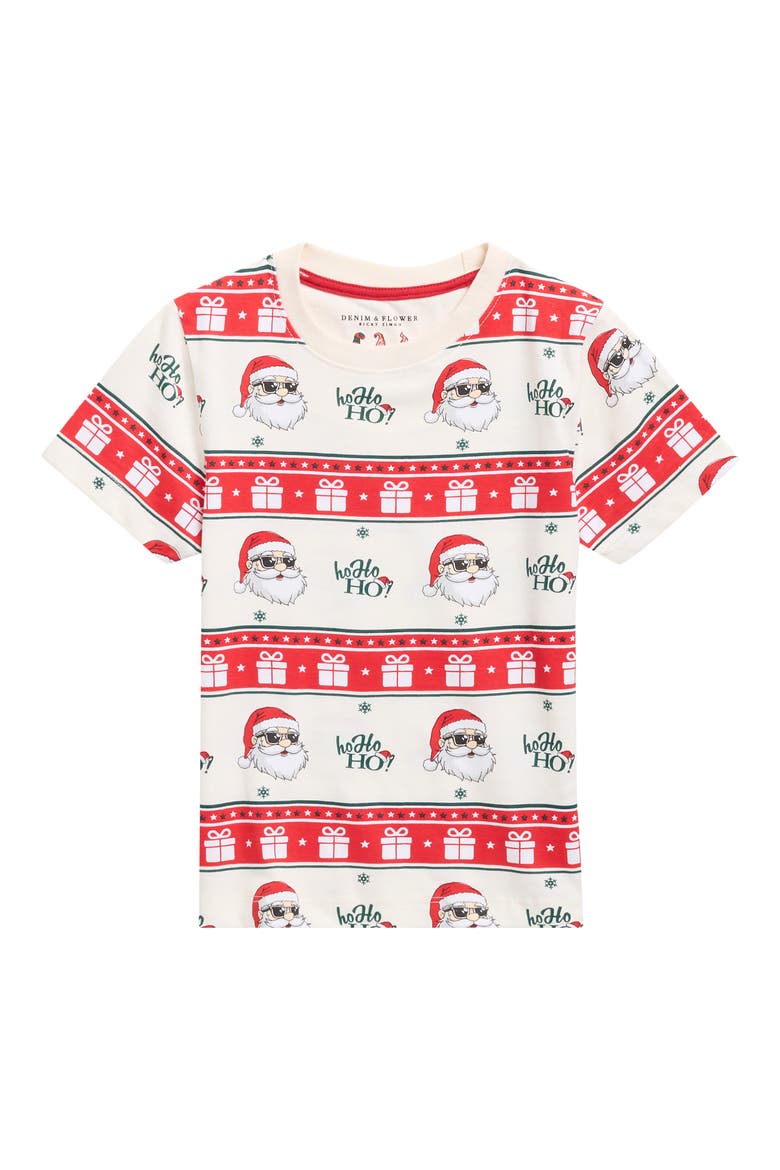 Striped Santa Present Graphic Tee, Main, color, WHITE/ RED