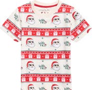 DENIM AND FLOWER Striped Santa Present Graphic Tee