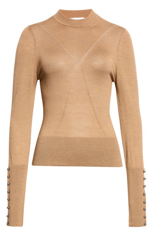 Rabanne Button-cuff Long-sleeve T-shirt In Brown