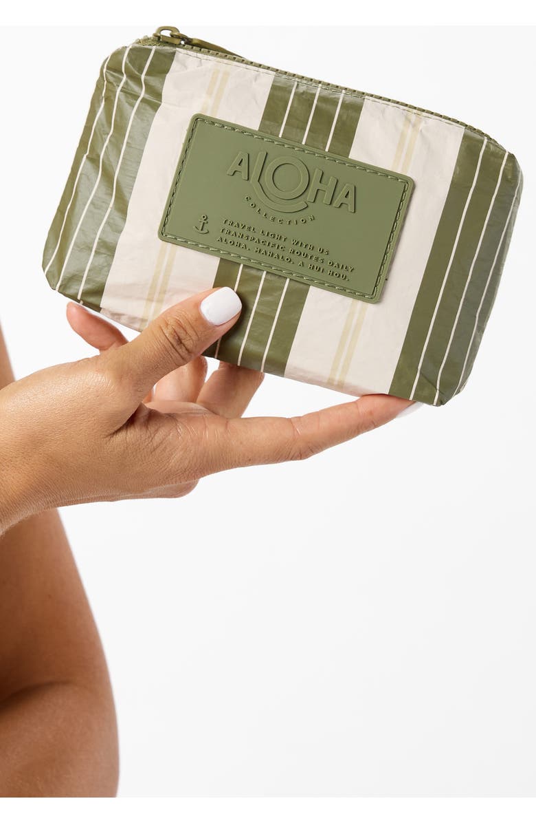Aloha Collection Mini Market Stripe Water Resistant Tyvek<sup>®</sup> Zip Pouch, Alternate, color, Olive/ Sandstone
