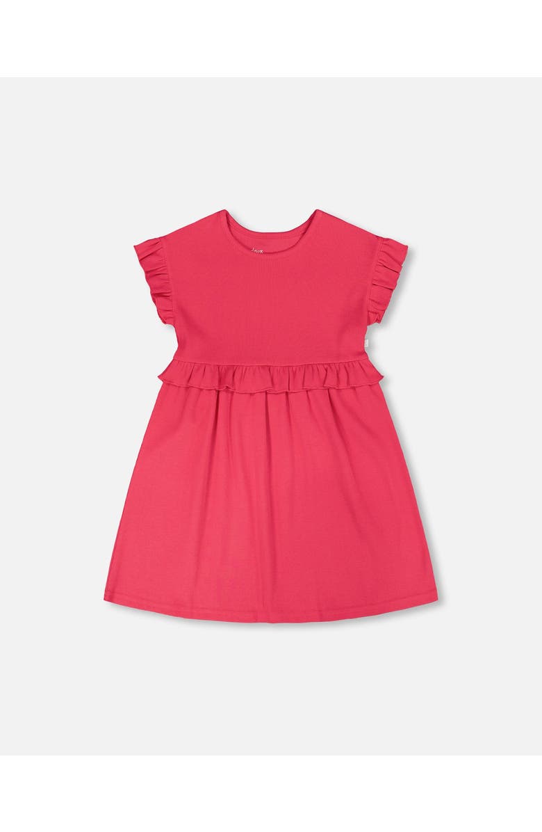 Deux par Deux Cotton Rib Short Sleeve Dress, Main, color, Pink