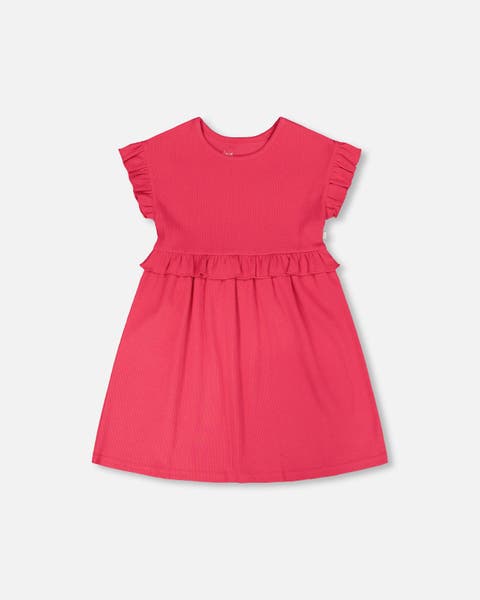 Cotton Rib Short Sleeve Dress (Toddler, Little Kid & Big Kid)