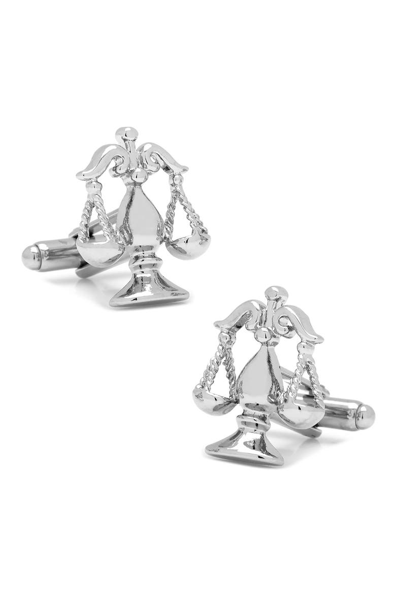 Scales Of Justice Cuff Links, Main, color, SILVER
