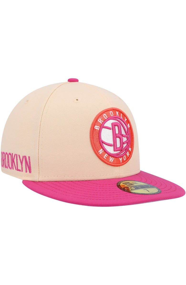 New Era Men's New Era Orange/Pink Brooklyn Nets Passion Mango 59FIFTY Fitted Hat, Main, color,