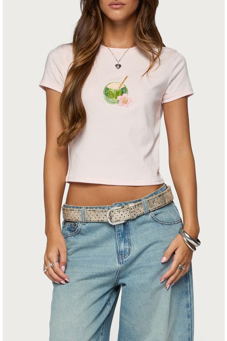 Coconut Beaded Baby Tee, Main, color, LIGHT-PINK