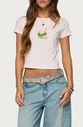 EDIKTED Coconut Beaded Baby Tee