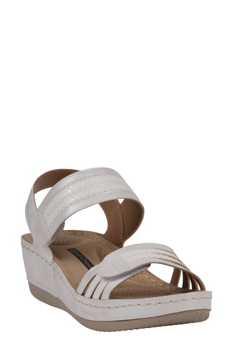 Samar Snakeskin Embossed Hook & Loop Wedge Sandal (Women)