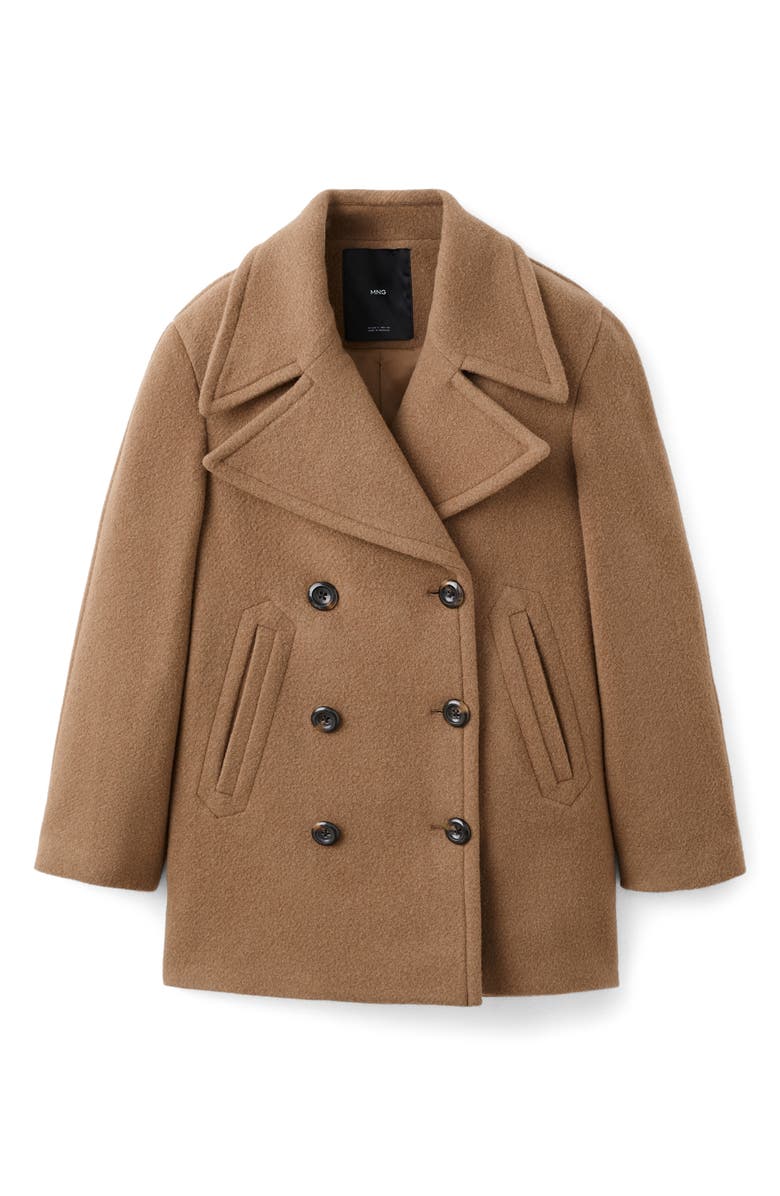 MANGO Manteco Double Breasted Wool Blend Coat, Alternate, color, Medium Brown