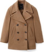 MANGO Manteco Double Breasted Wool Blend Coat