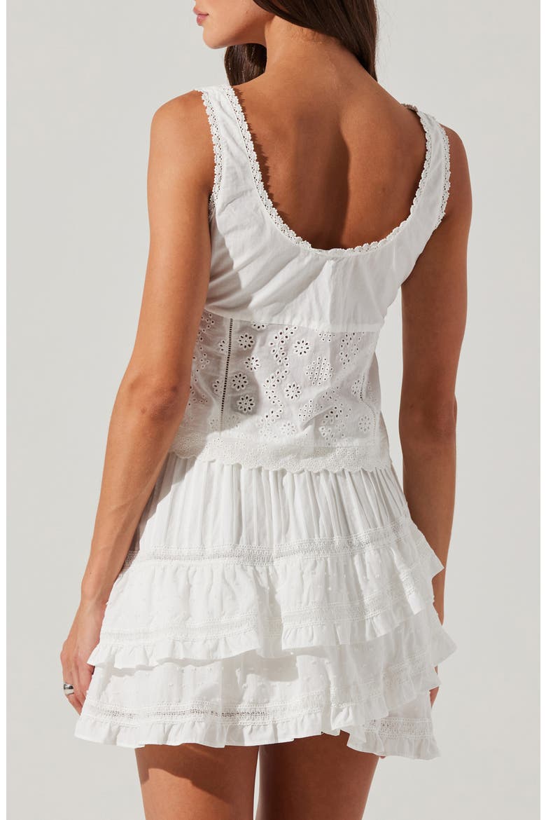 Kensley Embroidered Eyelet Cotton Tie Front Camisole, Alternate, color, WHITE