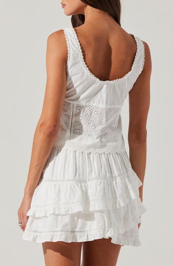 Kensley Embroidered Eyelet Cotton Tie Front Camisole