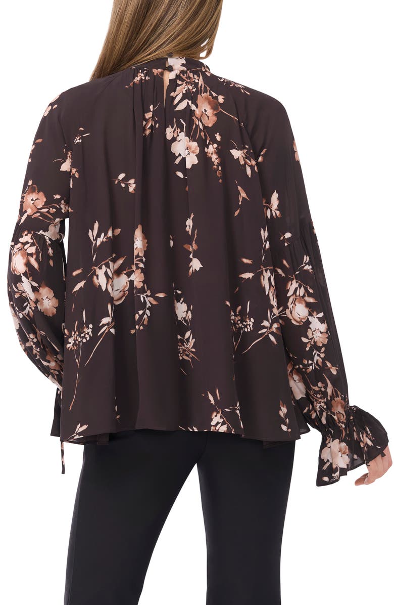 Ted Baker Fleur Tie Sleeve Top, Alternate, color, Rich Black