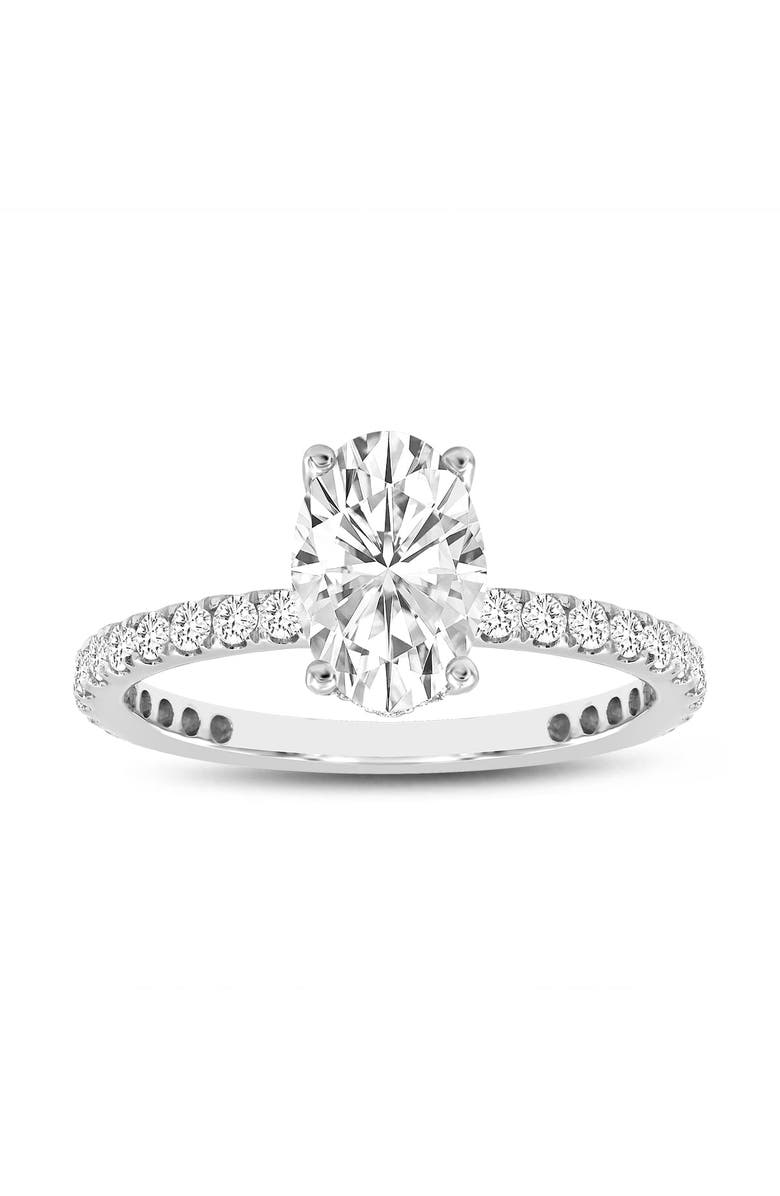 LuvMyJewelry Isidora 14K White Gold Oval Lab Grown Diamond Hidden Halo Engagement Ring - 3.5 Ct, Main, color, 14K White Gold