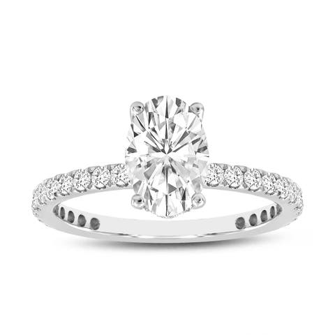 Isidora 14K White Gold Oval Lab Grown Diamond Hidden Halo Engagement Ring - 3.5 Ct