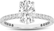 LuvMyJewelry Isidora 14K White Gold Oval Lab Grown Diamond Hidden Halo Engagement Ring - 3.5 Ct