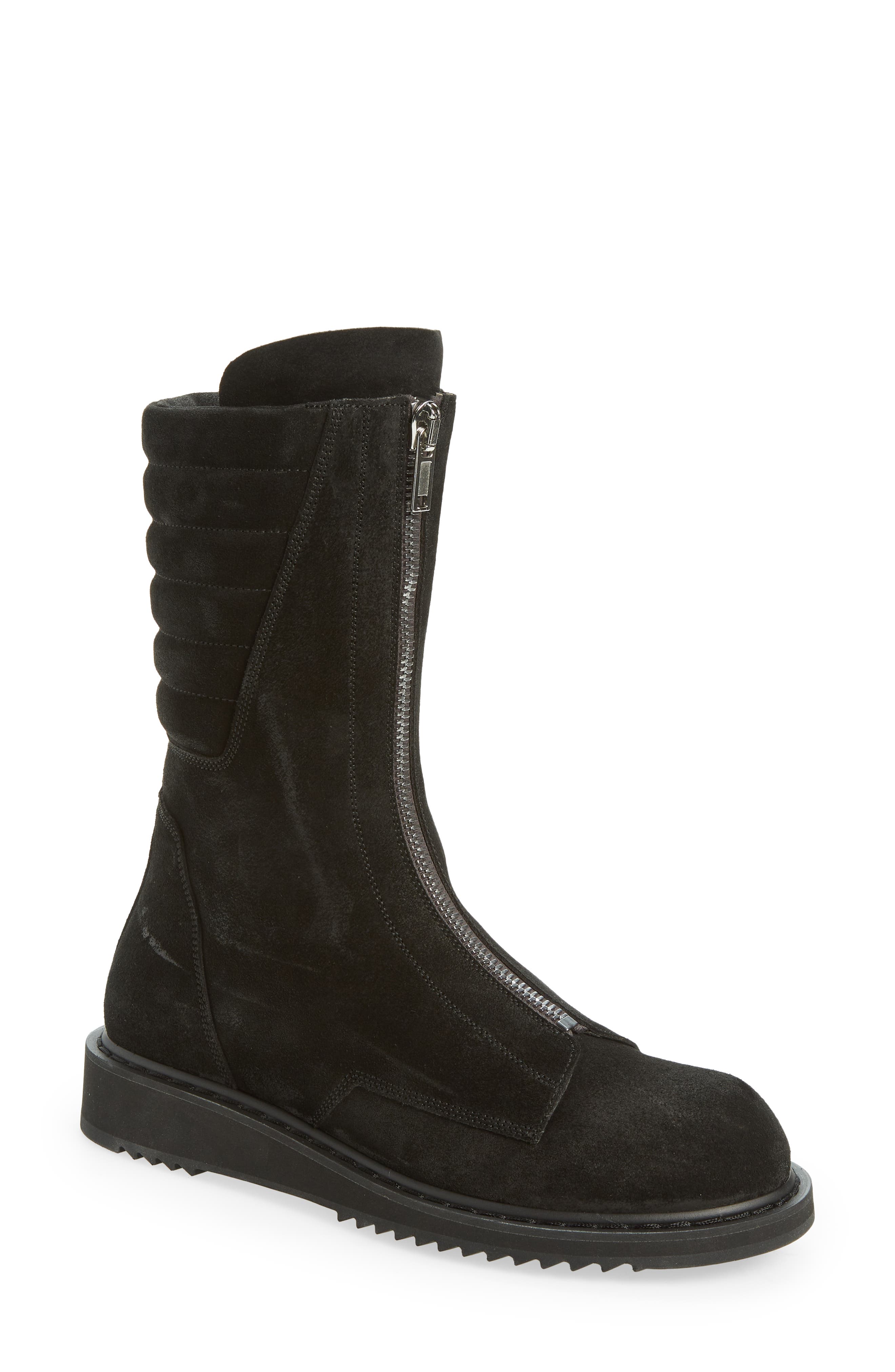 Rick Owens Basket Creeper Zip-Up Suede Boot, Main, color, 