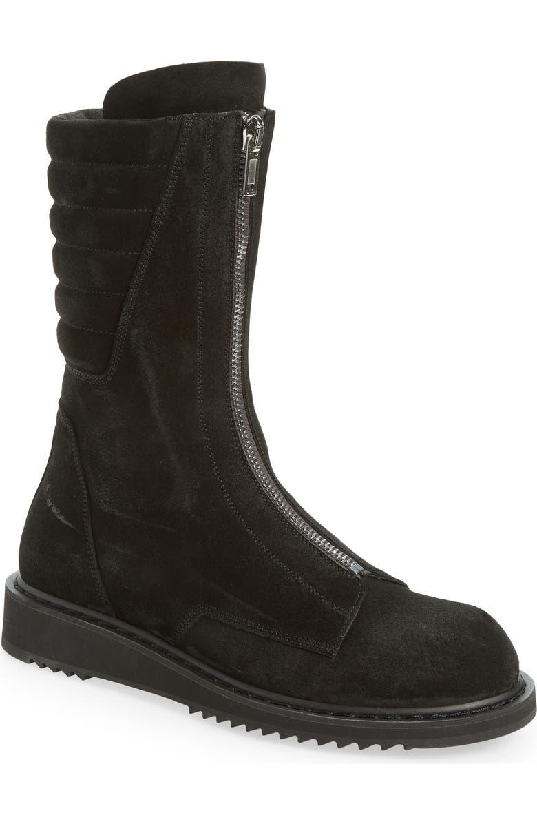 Rick Owens Basket Creeper Zip-Up Suede Boot, Main, color,